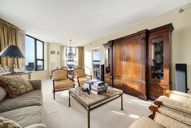501 N Clinton St Unit 1705, Chicago, IL 60654 - living room with a chandelier and carpet