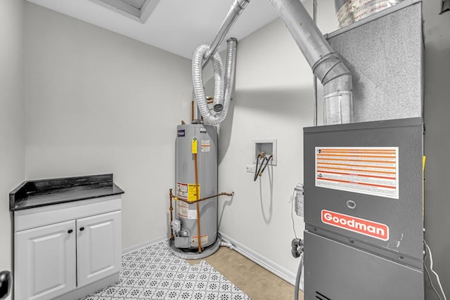 utility room with water heater and heating unit