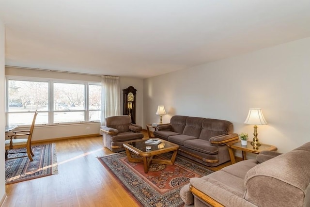 living room with wood finished floors