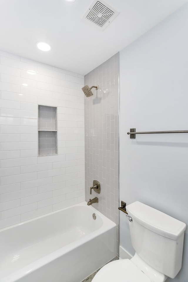 full bath featuring  shower combination, visible vents, and toilet