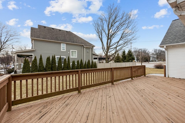 deck featuring fence