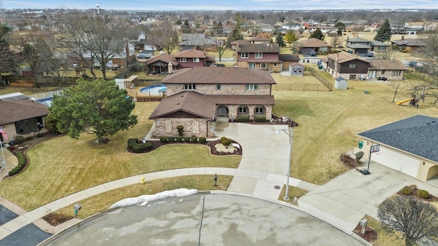 bird's eye view with a residential view