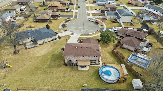 bird's eye view with a residential view