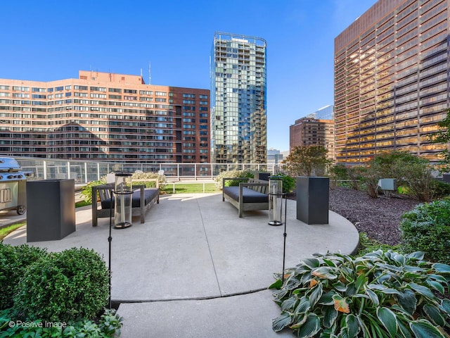 view of patio / terrace with a view of city