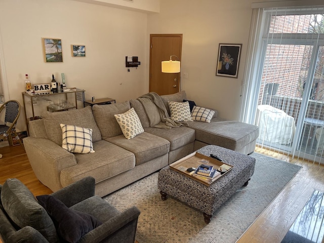 living room with wood finished floors