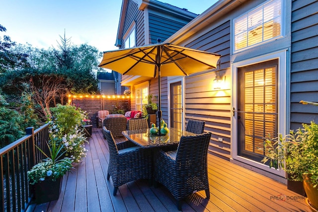 deck featuring outdoor lounge area