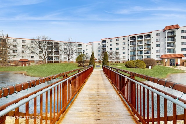 view of community featuring a water view