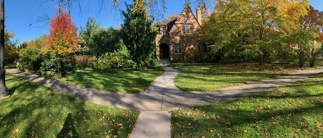 view of home's community with a lawn