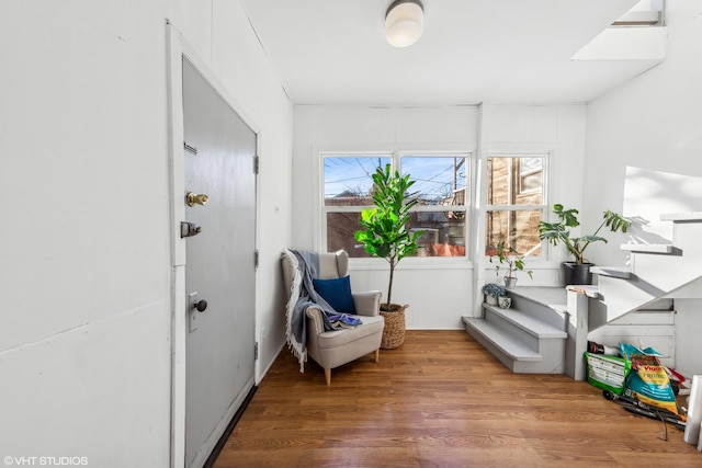 living area with wood finished floors