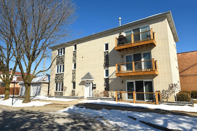 view of snow covered building