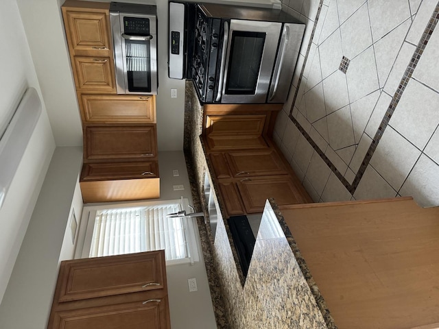 kitchen with stainless steel microwave