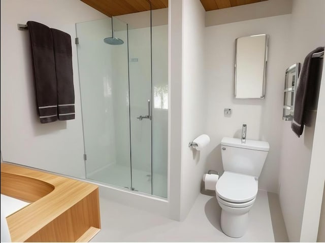 full bath with toilet and a stall shower