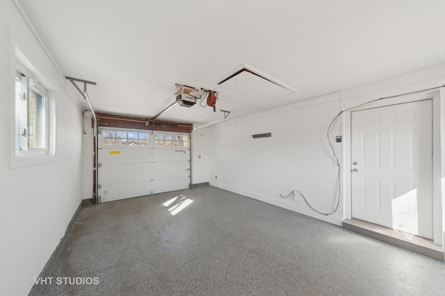 garage with a garage door opener