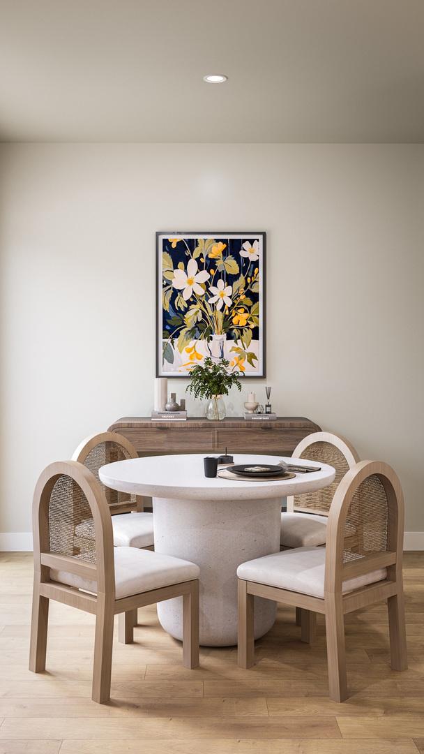 dining space featuring light wood-style flooring, baseboards, and recessed lighting