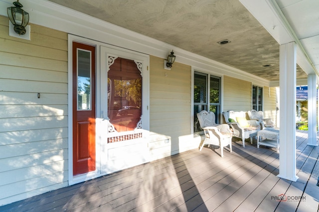 deck featuring a porch