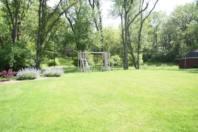 view of yard featuring a playground