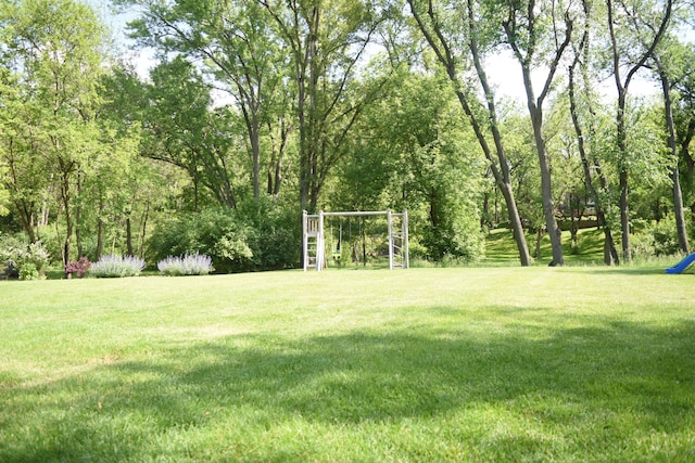 view of yard with a playground