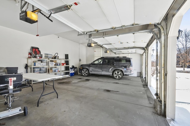 garage with a garage door opener