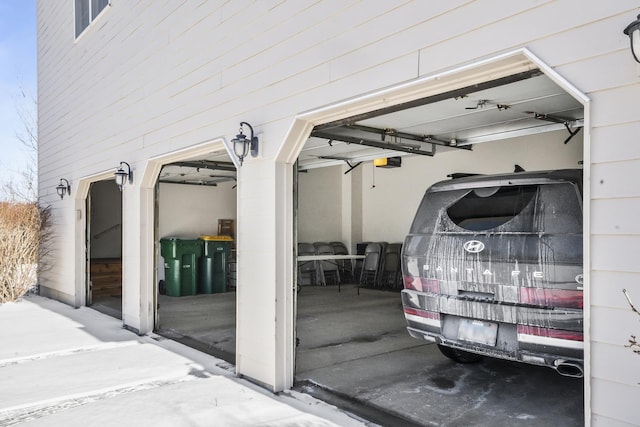 garage with a garage door opener