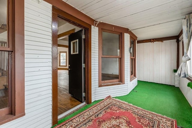 sunroom / solarium with wooden ceiling