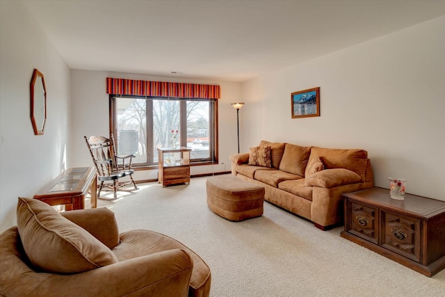 living area with carpet