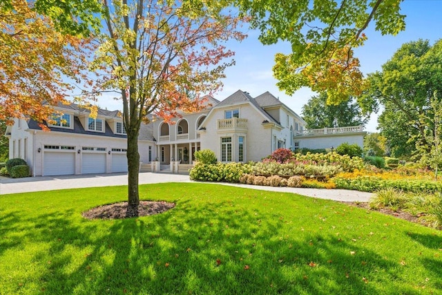 view of front of home featuring driveway and a front yard