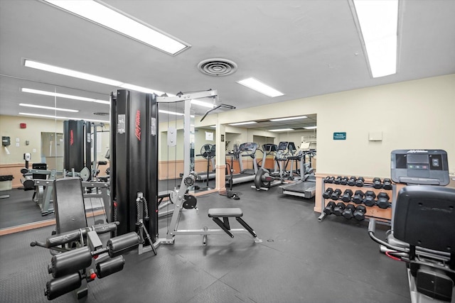 workout area featuring visible vents