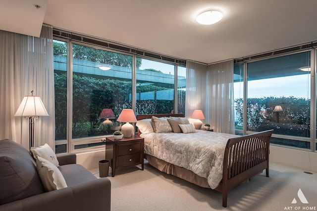 bedroom with carpet flooring and multiple windows