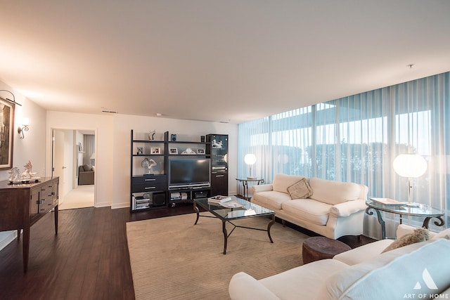 living area featuring wood finished floors