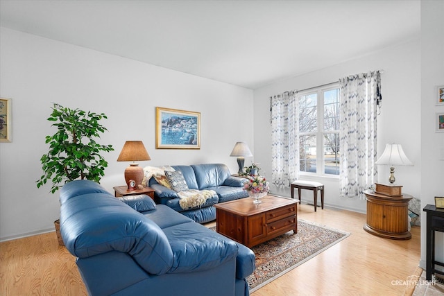 living room with light wood-style flooring