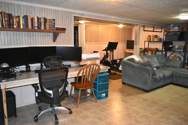 office space with tile patterned floors