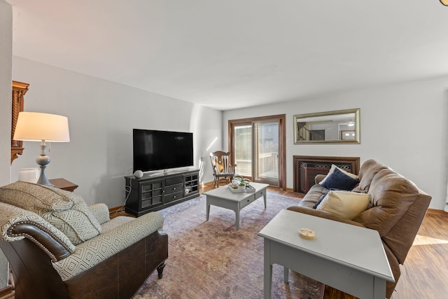 living area featuring wood finished floors