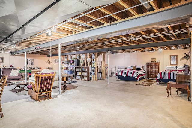 view of unfinished basement