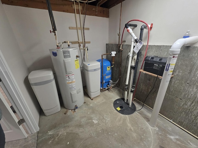 utility room with electric water heater