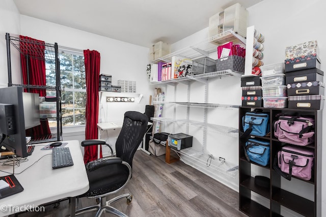 office area featuring wood finished floors