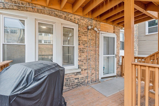 view of patio with a grill