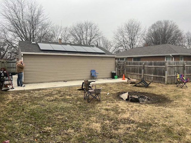 view of yard with a fenced backyard and a patio