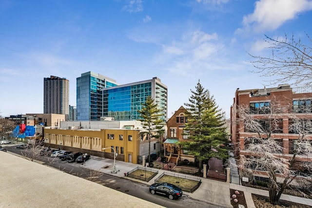 view of building exterior featuring a city view