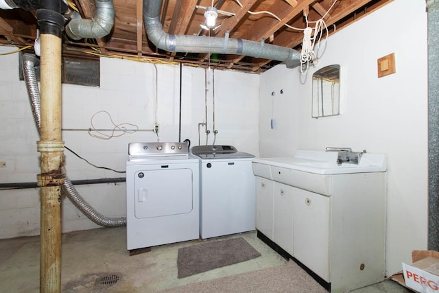 clothes washing area with laundry area and washing machine and clothes dryer