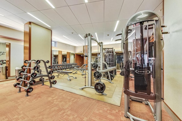 400 E Randolph St Unit 1824, Chicago, IL 60601 - workout area featuring a paneled ceiling and carpet floors
