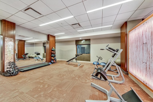 400 E Randolph St Unit 1824, Chicago, IL 60601 - workout area featuring a paneled ceiling, carpet, baseboards, and visible vents