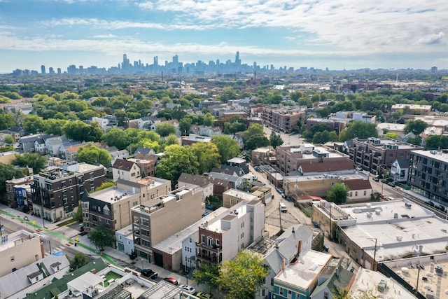 bird's eye view with a city view