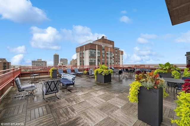 view of patio / terrace with a city view