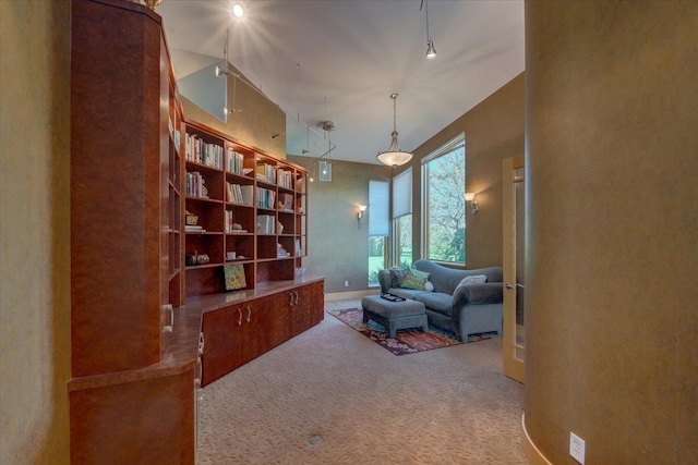 sitting room with carpet floors and baseboards