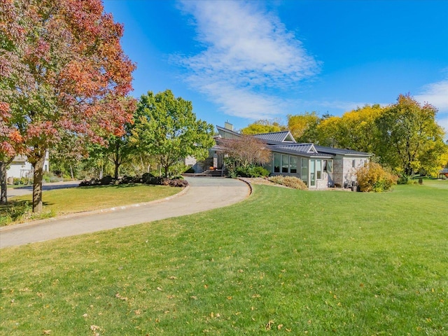 view of yard with concrete driveway