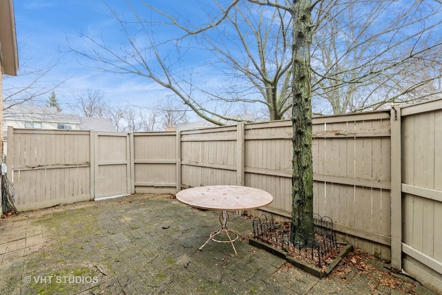 view of patio with a fenced backyard