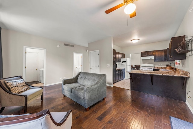2031 Edinburgh Ln, Aurora, IL 60504 - living area featuring ceiling fan and hardwood / wood-style floors