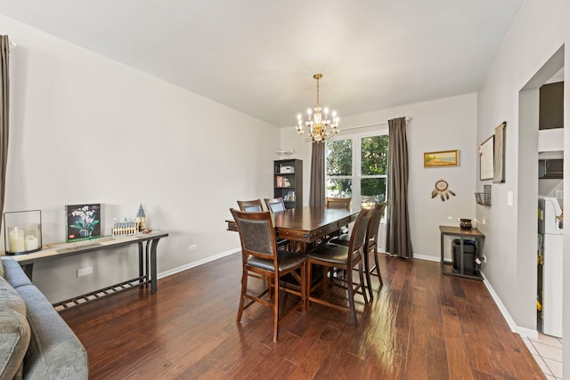 2031 Edinburgh Ln, Aurora, IL 60504 - dining space featuring a chandelier and dark wood-style floors