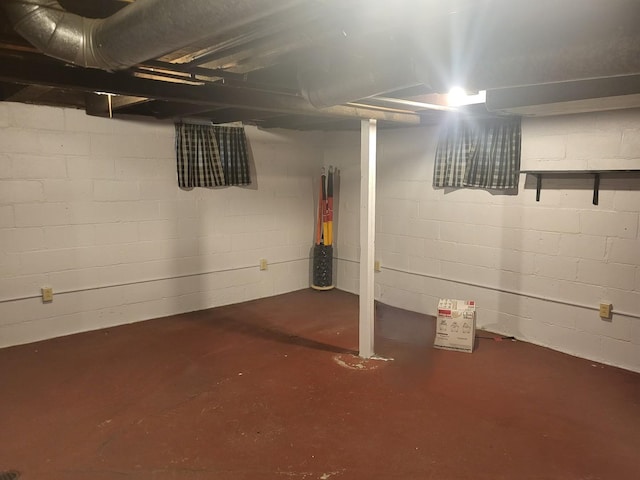 view of unfinished basement