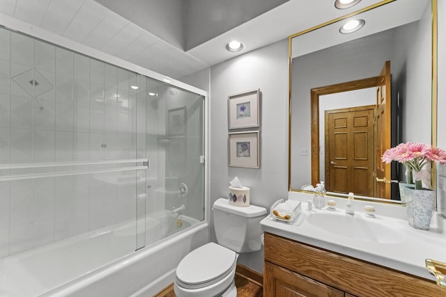 9 Forest Ln, South Barrington, IL 60010 - full bath with recessed lighting, enclosed tub / shower combo, vanity, and toilet